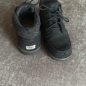 UGG Kids Black Suede Lace-Up Ankle Boots